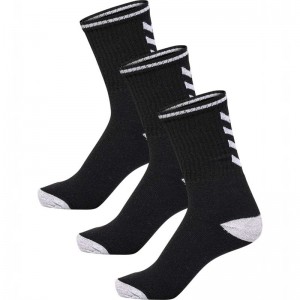 Hummel 3-pack Single Stripe Crew Muške Čarape Crne | 357020-883