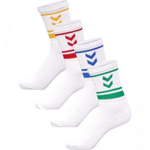 Hummel 4 Pack Triple Stripe Crew Muške Čarape Bijele | 759925-310