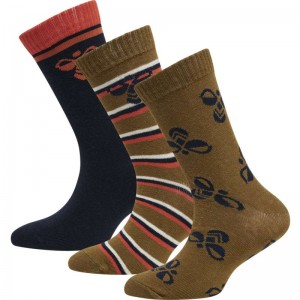 Hummel Alfie 3-pack Dječje Čarape Maslinasto Zelene | 552537-958