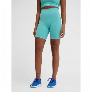 Hummel Alive Seamless High Waist Ženske Kratke Hlače Plave | 796917-868