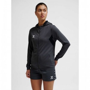 Hummel Authentic Pl Zip Ženske Majica s Kapuljačom Crne | 292518-741