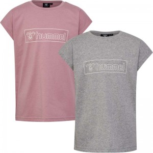 Hummel Boxline S/S 2 Pk Dječje Majice Sive | 291811-490