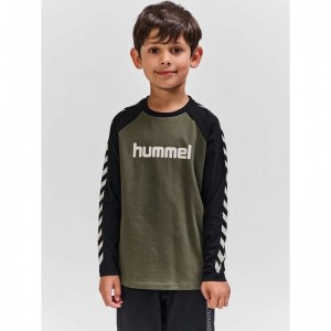 Hummel Boys L/S Dječje Majice Maslinasto Zelene | 253886-355