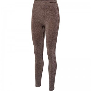 Hummel Ci Seamless Mid Waist Ženske Hulahopke Čokoladne | 132978-350