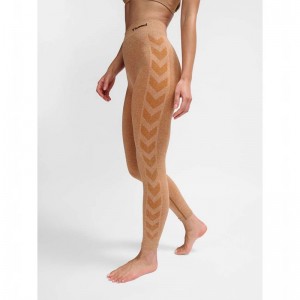 Hummel Ci Seamless Mid Waist Ženske Majice Smeđe | 228215-550