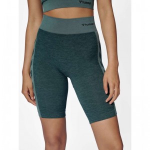 Hummel Clea Seamless Cycling Ženske Kratke Hlače Zelene | 950622-291