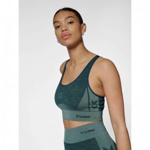 Hummel Clea Seamless Top Ženske Sportski Grudnjak Zelene | 985021-067