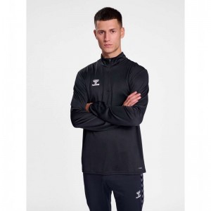 Hummel Essential Half-zip Muške Dukserice Crne | 107745-460