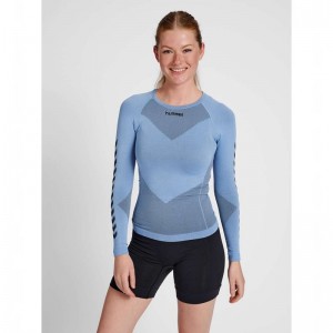 Hummel First Seamless L/S W Ženske Temeljni Sloj Plave | 312608-018