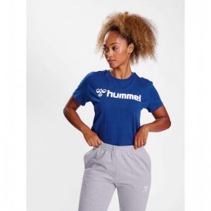 Hummel Go 2.0 Logo S/S Ženske Majice Plave | 121902-517