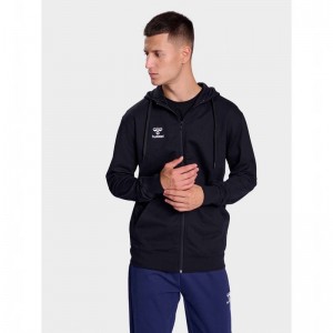 Hummel Go 2.0 Zip Muške Majica s Kapuljačom Crne | 045483-206