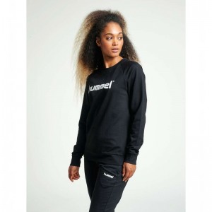 Hummel Go Cotton Logo Ženske Dukserice Crne | 498009-404