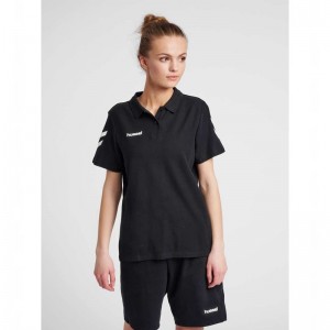 Hummel Go Cotton Polo Ženske Majice Crne | 703226-416