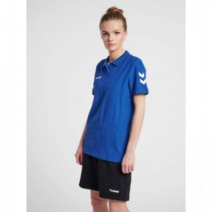 Hummel Go Cotton Polo Ženske Majice Plave | 954744-326