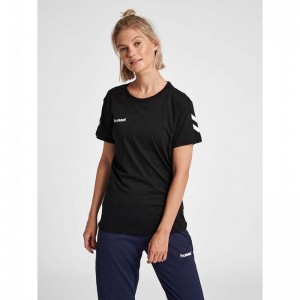 Hummel Go Cotton S/S Ženske Majica s Kapuljačom Crne | 063359-885