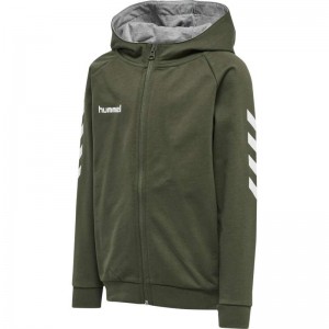 Hummel Go Cotton Zip Dječje Majica s Kapuljačom Zelene | 644407-405