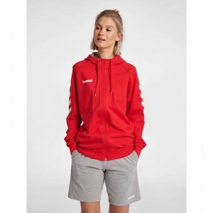 Hummel Go Cotton Zip Ženske Hlače Crvene | 885534-550