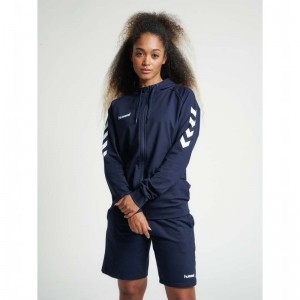 Hummel Go Cotton Zip Ženske Majica s Kapuljačom Tamnoplave | 137902-376
