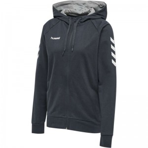 Hummel Go Cotton Zip Ženske Majica s Kapuljačom Crne | 815657-882