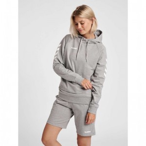 Hummel Go Cotton Ženske Majica s Kapuljačom Sive | 060771-083