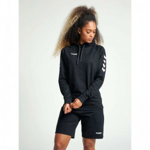 Hummel Go Cotton Ženske Majica s Kapuljačom Crne | 392343-043