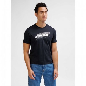 Hummel Graphic Triple Logo Cotton Muške Majice Crne | 135989-960