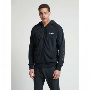Hummel Isam Zip Muške Majica s Kapuljačom Crne | 459803-115