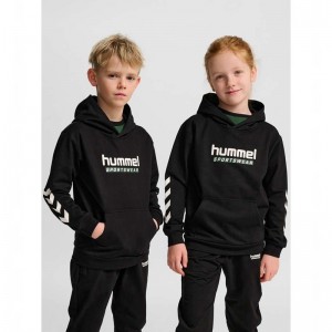 Hummel Jr Logo Dječje Majica s Kapuljačom Crne | 660181-846