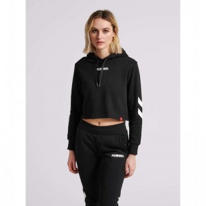 Hummel Legacy Cropped Ženske Majica s Kapuljačom Crne | 962158-716