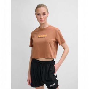 Hummel Lgc Malu Cropped Ženske Majice Smeđe | 218217-203