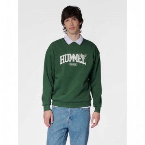 Hummel Loose Crewneck University Bee Ženske Dukserice Zelene | 871791-733