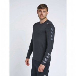 Hummel Mace Ls Muške Majice Crne | 946414-069