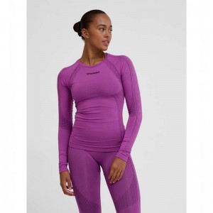 Hummel Mt Shaping Seamless L/S Ženske Majice Ljubičaste | 709253-640