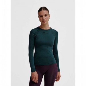 Hummel Mt Shaping Seamless L/S Ženske Majice Zelene | 323210-250