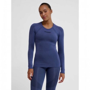 Hummel Mt Shaping Seamless L/S Ženske Temeljni Sloj Plave | 566480-119