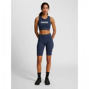 Hummel Pulse Logo Mw Tights Ženske Kratke Hlače Plave | 363113-029