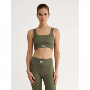 Hummel Pulse Seamless Rib Ženske Majice Maslinasto Zelene | 826708-049