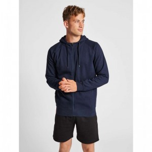 Hummel Red Classic Zip Muške Majica s Kapuljačom Tamnoplave | 663208-636