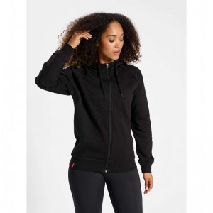 Hummel Red Classic Zip Ženske Majica s Kapuljačom Crne | 062023-910