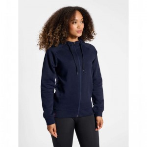 Hummel Red Classic Zip Ženske Majica s Kapuljačom Tamnoplave | 164546-732