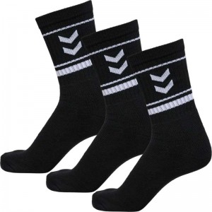 Hummel Stripe Crew 3-pack Ženske Čarape Crne | 831839-657