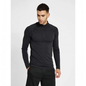 Hummel Stroke Seamless Half Zip Muške Temeljni Sloj Crne | 245893-093