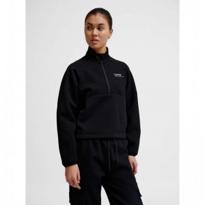 Hummel Tech Fleece Boxy Half Zip Ženske Hlače Crne | 431700-885
