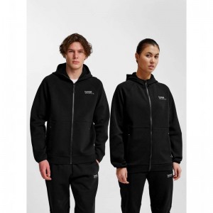 Hummel Tech Fleece Regular Zip Muške Majica s Kapuljačom Crne | 092904-872