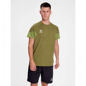 Hummel Travel S/S Muške Majice Maslinasto Zelene | 546825-675