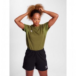 Hummel Travel S/S Ženske Majice Maslinasto Zelene | 003745-051
