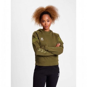 Hummel Travel Sweat Ženske Majica s Kapuljačom Maslinasto Zelene | 870311-816
