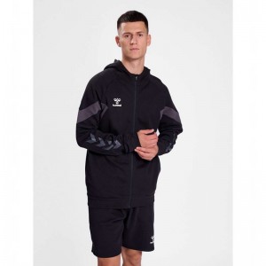 Hummel Travel Zip Muške Majica s Kapuljačom Crne | 804106-546