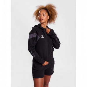 Hummel Travel Zip Ženske Majica s Kapuljačom Crne | 317756-914