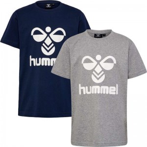 Hummel Tres S/S 2-pk Dječje Majice Crne | 718659-622